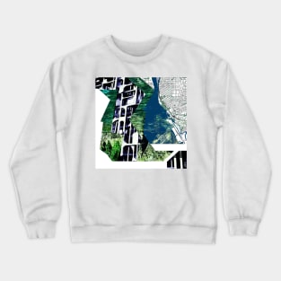 the city in bedrock map ecopop collage Crewneck Sweatshirt